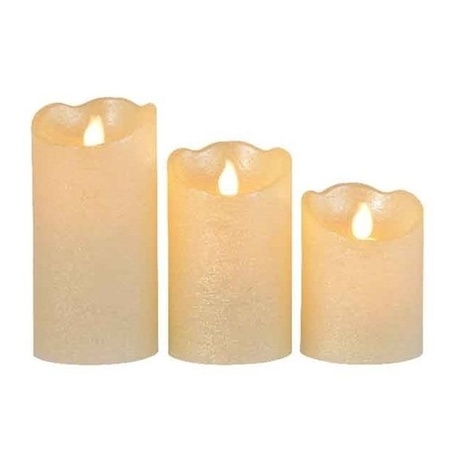 3x Pearl white LED candle set