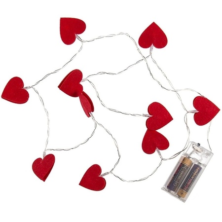 3x Red heart light wire 120 cm