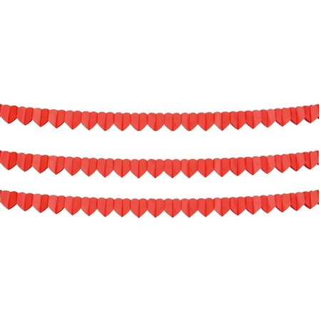 3x Red hearts garland 4 meters