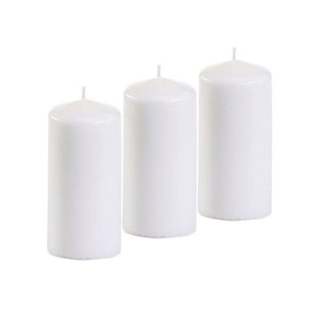 3x Pillar candle white 10 cm