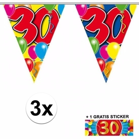 3 Vlaggenlijnen 30 jaar met gratis sticker