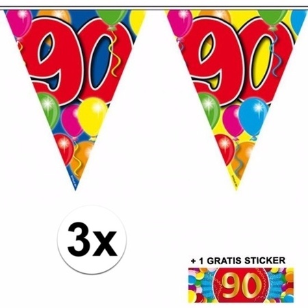 3 Vlaggenlijnen 90 jaar met gratis sticker