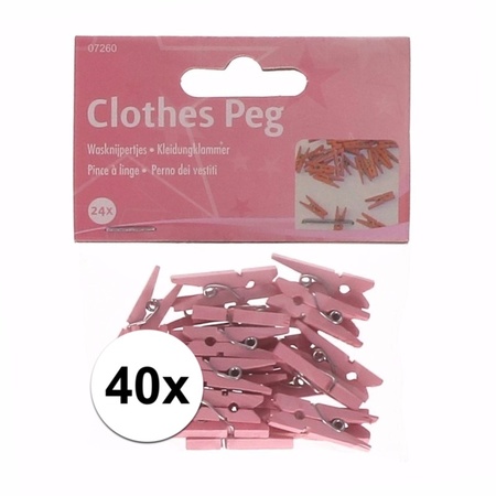 40 kleine roze knijpertjes