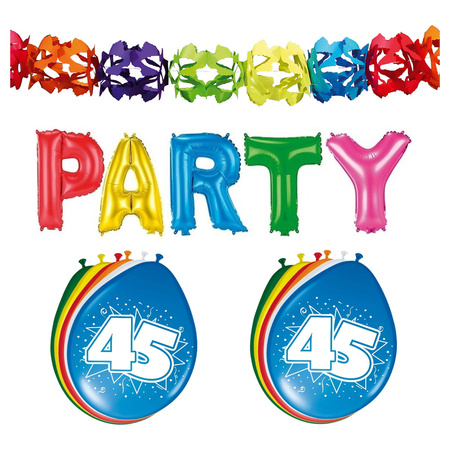 45 years birthday party decoration package guirlandes/balloons/party letters