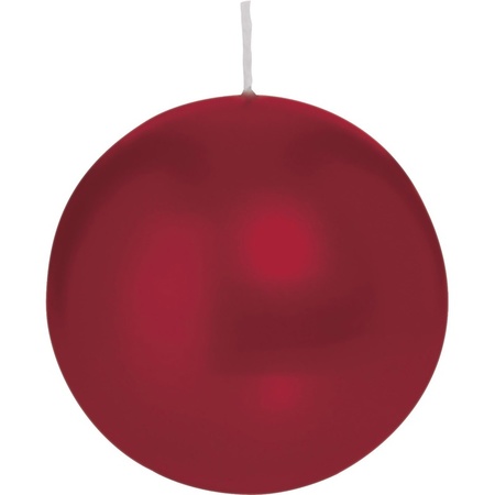 4x Burgundy red sphere/ball candle 8 cm 25 hours