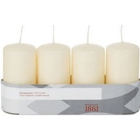 4x Cream white cylinder candle 5 x 10 cm 18 hours