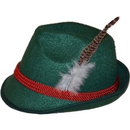 4x Green Tyrolean hats dress up accessories for adults