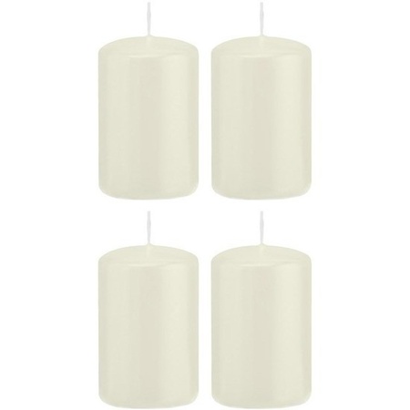 4x Ivory white cylinder candle 5 x 8 cm 18 hours