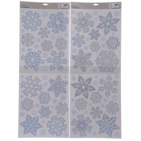 4x Christmas deco window stickers snowflakes 30 x 42 cm