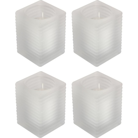 4x Matte candle holders with candle 7 x 10 cm 24 hours