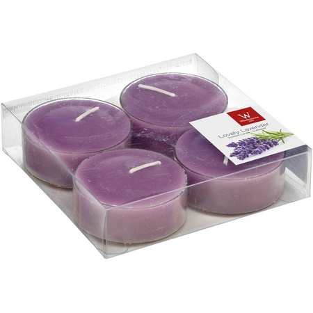 4x Maxi scented tealights candles lavender/purple 8 hours