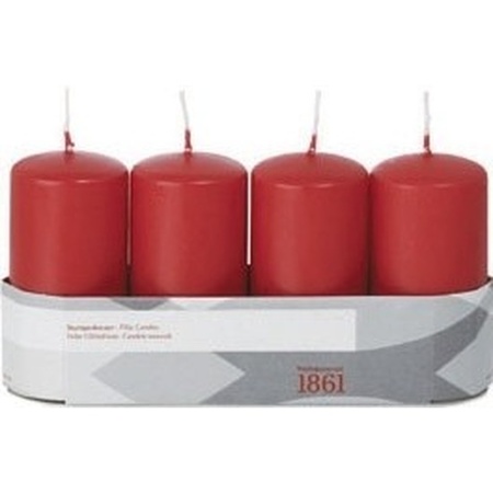4x Red cylinder candle 5 x 10 cm 18 hours