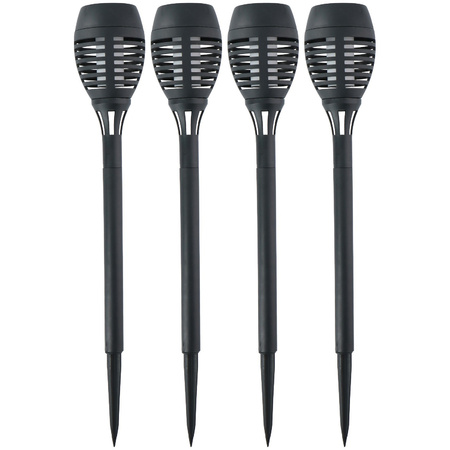 4x Solar garden lights torches with flame effect 48 cm