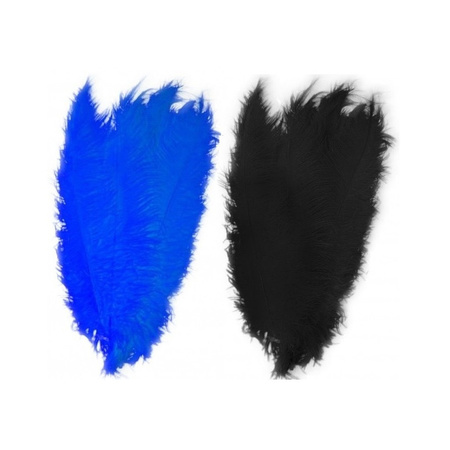 4x large bird feathers 50 cm - 2x blue and 2x black