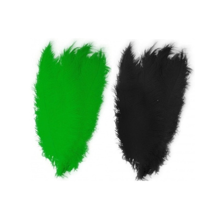4x stuks grote veer/struisvogelveren 2x groen en 2x zwart van 50 cm