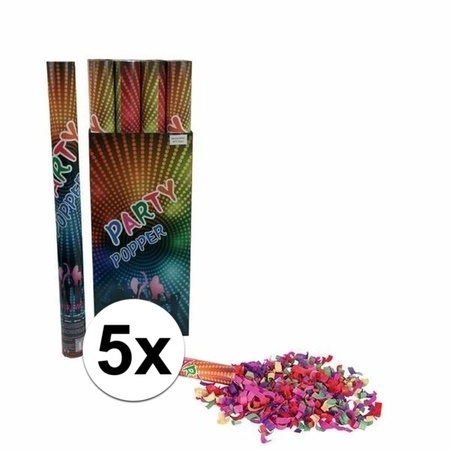 5x Confetti popper kleuren 60 cm