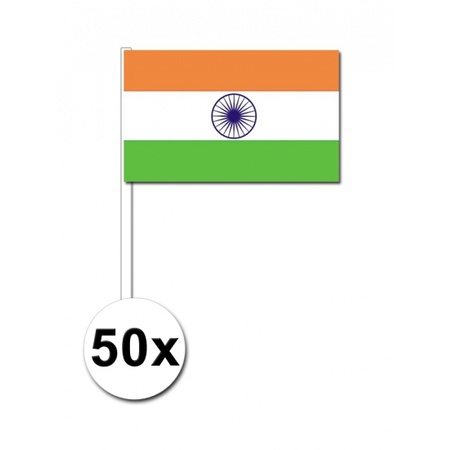 India zwaai vlaggetjes 50 stuks 12 x 24 cm
