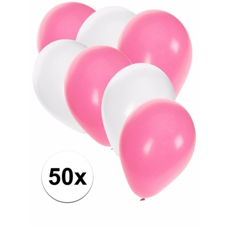 50x balloons white and light pink