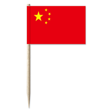 50x Cocktailprikkers China 8 cm vlaggetje landen decoratie