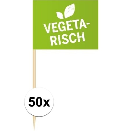 50x Cocktail picks Vegetarisch 8 cm flags