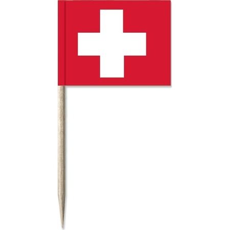 50x Cocktail picks Switzerland 8 cm flags country decoration