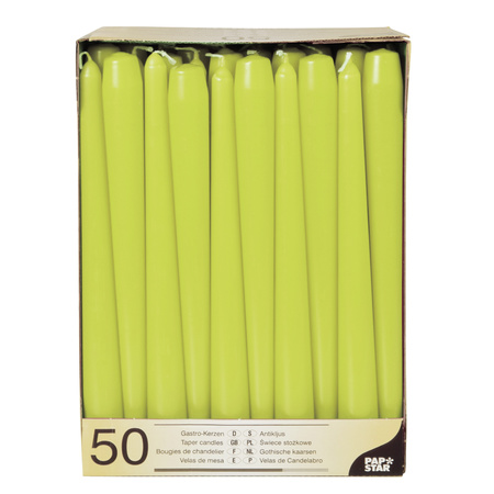 50x pieces Dinner candles lime green 25 cm