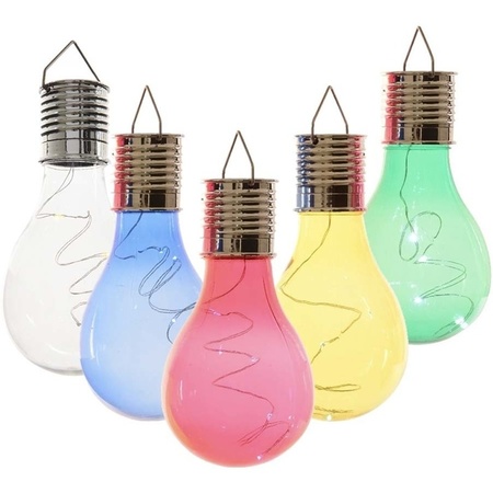 5x Outdoor LED white/blue/green/yellow/red solar lights 14 cm