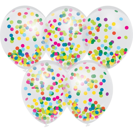 5x Confetti theme party balloons 30 cm
