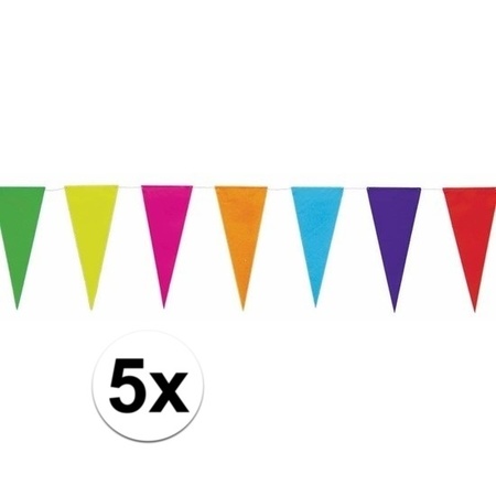 5x Kleur vlaggenlijn van papier 10 m