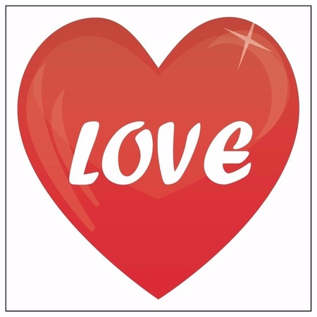 5x Love heart sticker 10,5 cm
