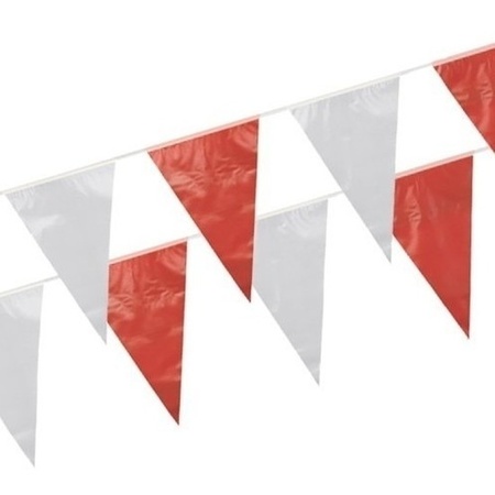 5x Red white bunting flags