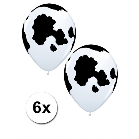 6 balloons with cow print 28 cm