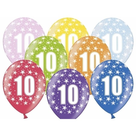 10 jaar feestartikelen pakket slingers/cijfer ballonnen/folie letters