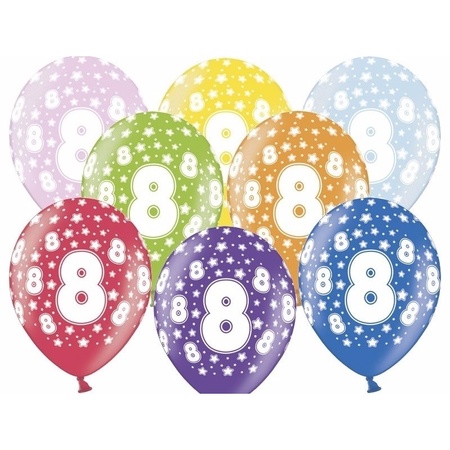 Verjaardag feest 8 jaar versieringen pakket feestslingers en ballonnen