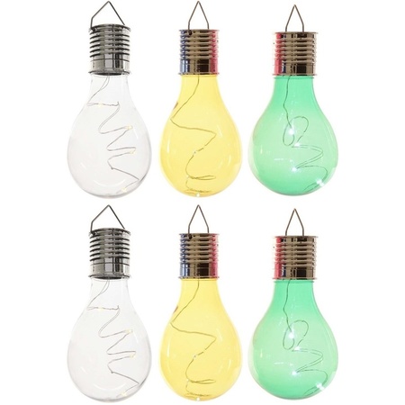 6x Outdoor LED white/green/yellow pear bulbs solar light 14 cm