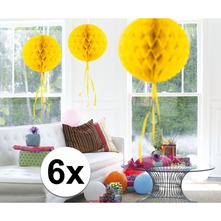 6x Decoration balls yellow  30 cm