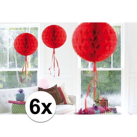 6x Decoration balls red  30 cm