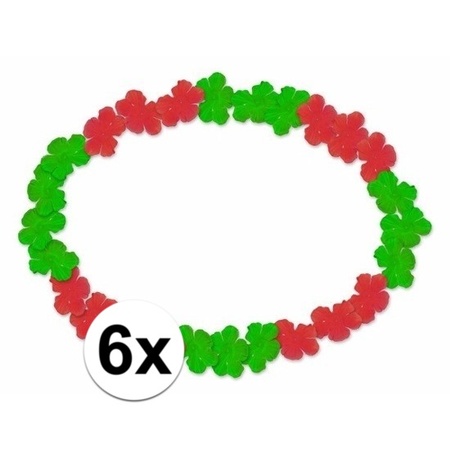 6x Hawaii kransen rood/groen