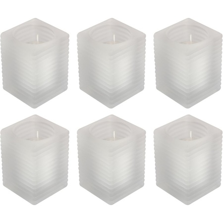 6x Matte candle holders with candle 7 x 10 cm 24 hours