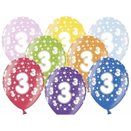 Partydeco 3e jaar verjaardag feestversiering set - Ballonnen en slingers