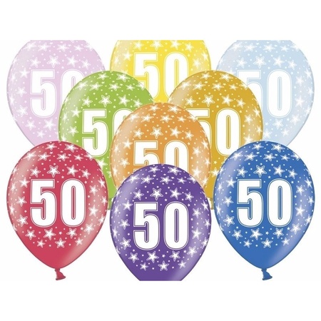 6x stuks Leeftijd versiering sterren ballonnen 50 jaar