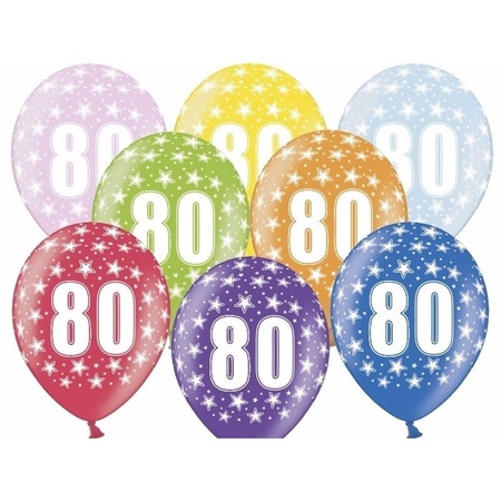 Partydeco 80e jaar verjaardag feestversiering set - Ballonnen en slingers