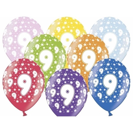 9 jaar feestartikelen pakket slingers/cijfer ballonnen/folie letters