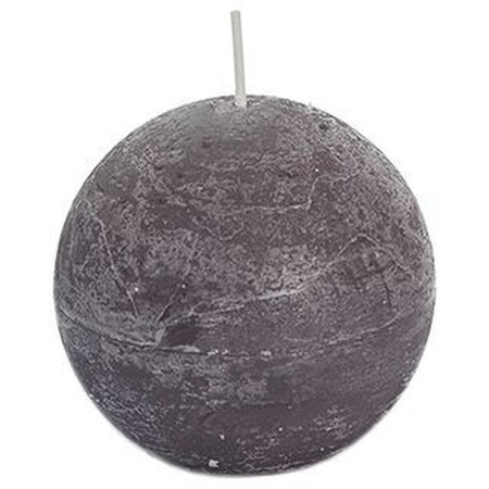 6x Taupe rustic sphere/ball candle 8 cm 24 hours