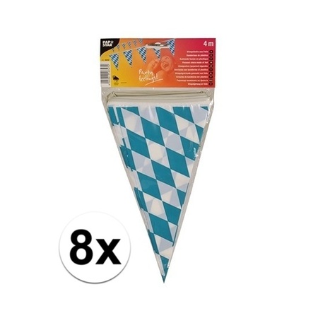 8x stuks Plastic Bayern Oktoberfest vlaggetjes slingers
