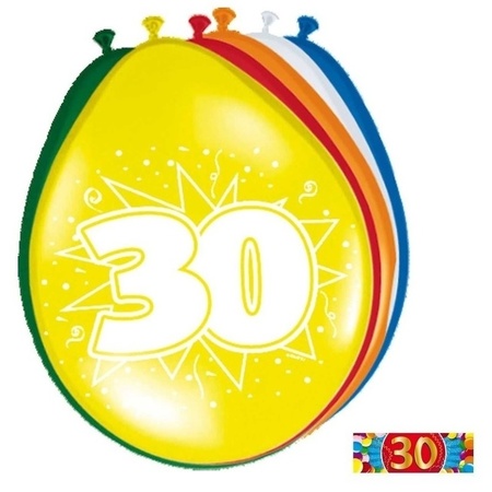 Feestartikelen 30 jaar ballonnen 16x + sticker