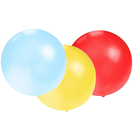Bellatio decorations 15x large size balloons red/blue/yellow dia 60 cm