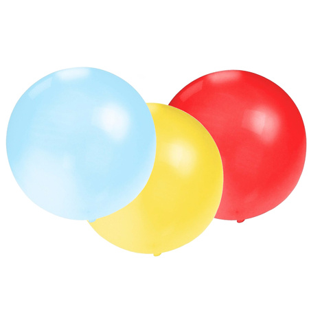 Bellatio decorations 24x large size balloons red/blue/yellow dia 60 cm