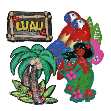 Bellatio Decorations - Hawaii thema muur/wand versieringen set 6x stuks