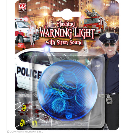 Blue police LED flashing light with siren 7 cm